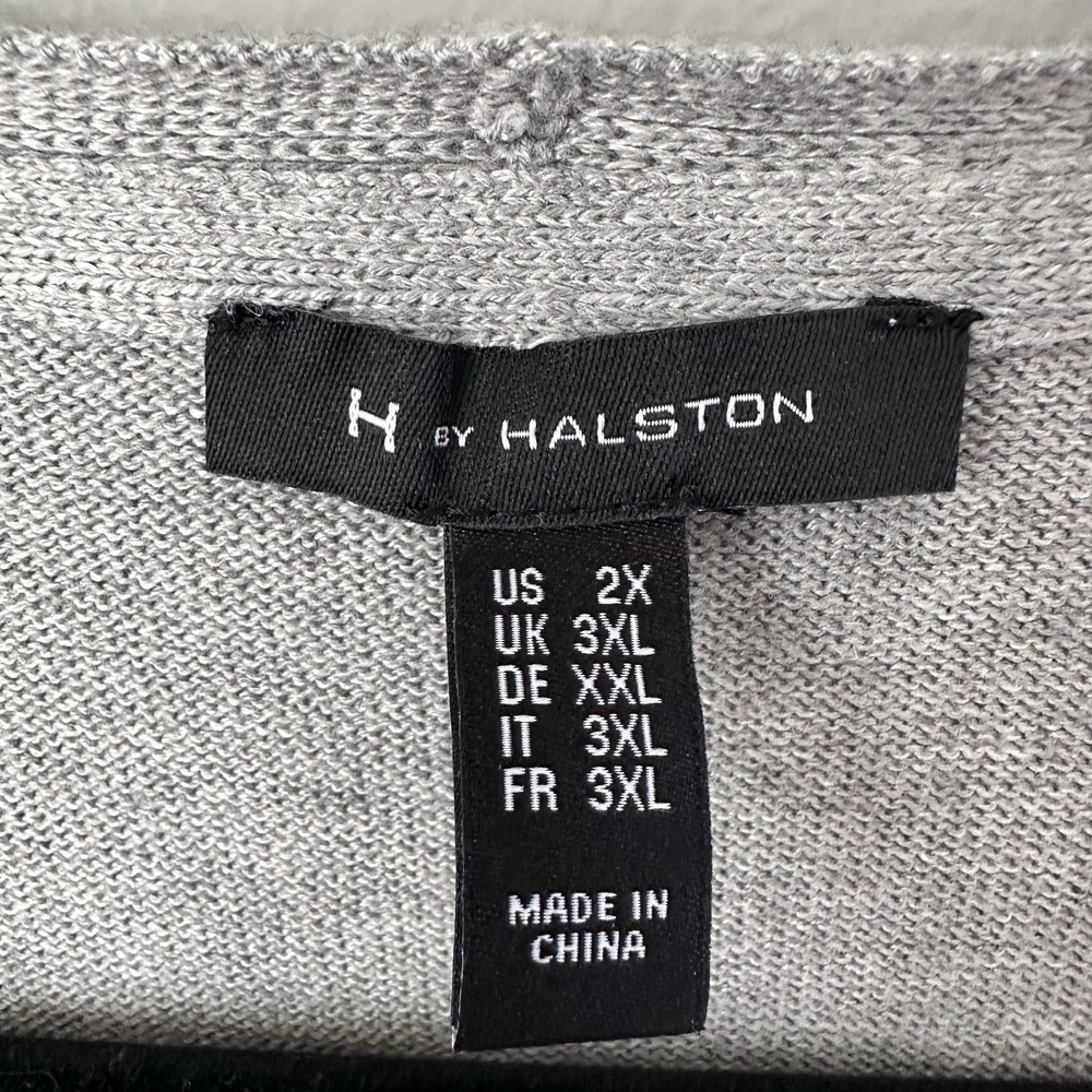 H By Halston Sweater Womens 2X Gray Long Open Front Cardigan Drape Hem Knit Cozy - Picture 4 of 8
